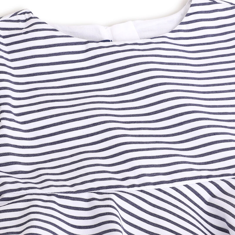 Girls Blue Striped Short Sleeve Dress image number 2